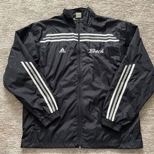 Vintage Adidas Windbreaker Full Zip 3 Stripe Jacket Men’s Large Pebble Beach